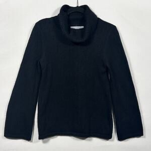 Soft Angora LambsWool Pointelle Cowlneck Sweater Carrol Reed Black Women’s Small